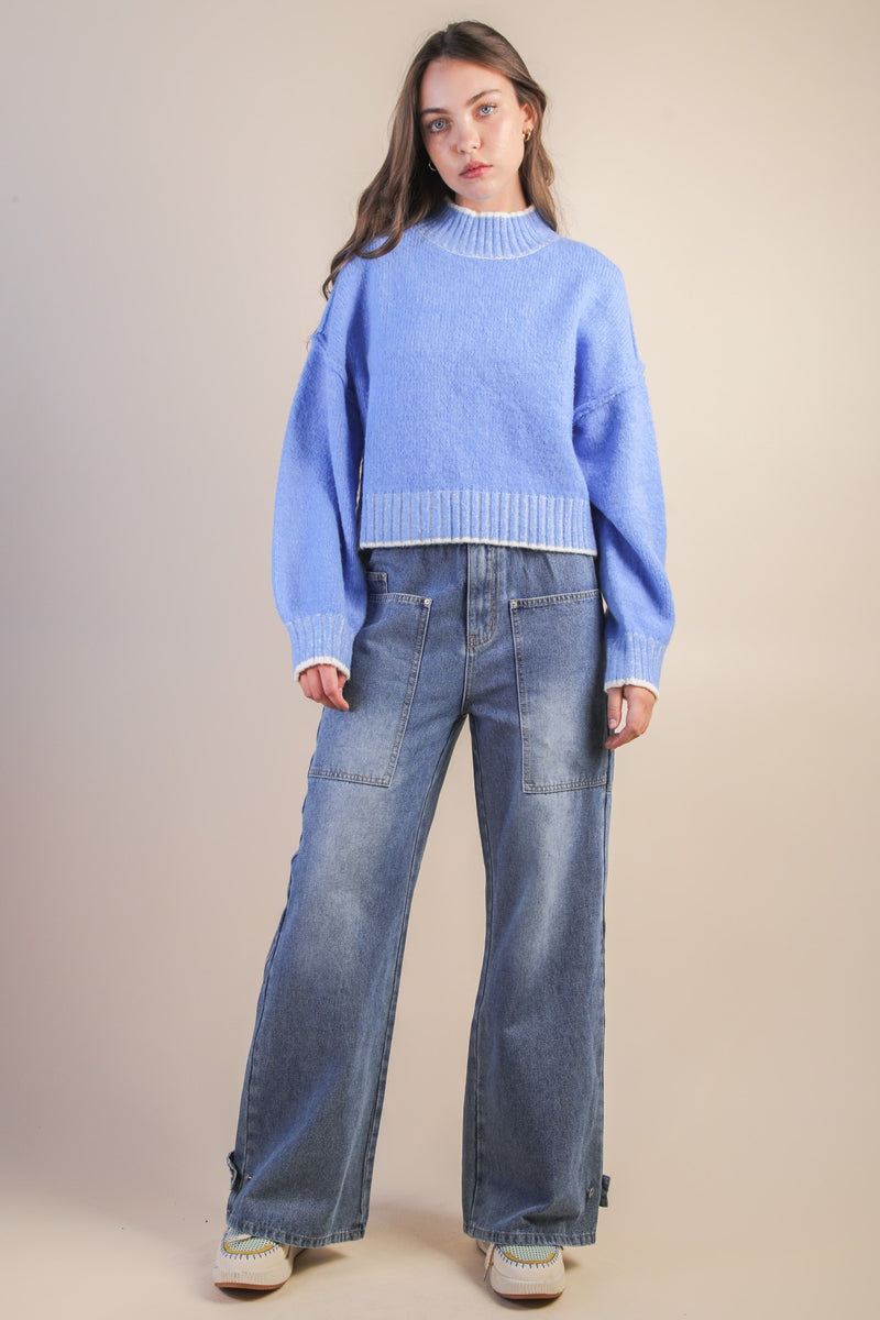 Alice Trim Detail Sweater, Blue