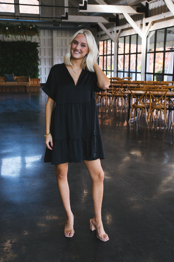 Serrano Tiered Dress, Black