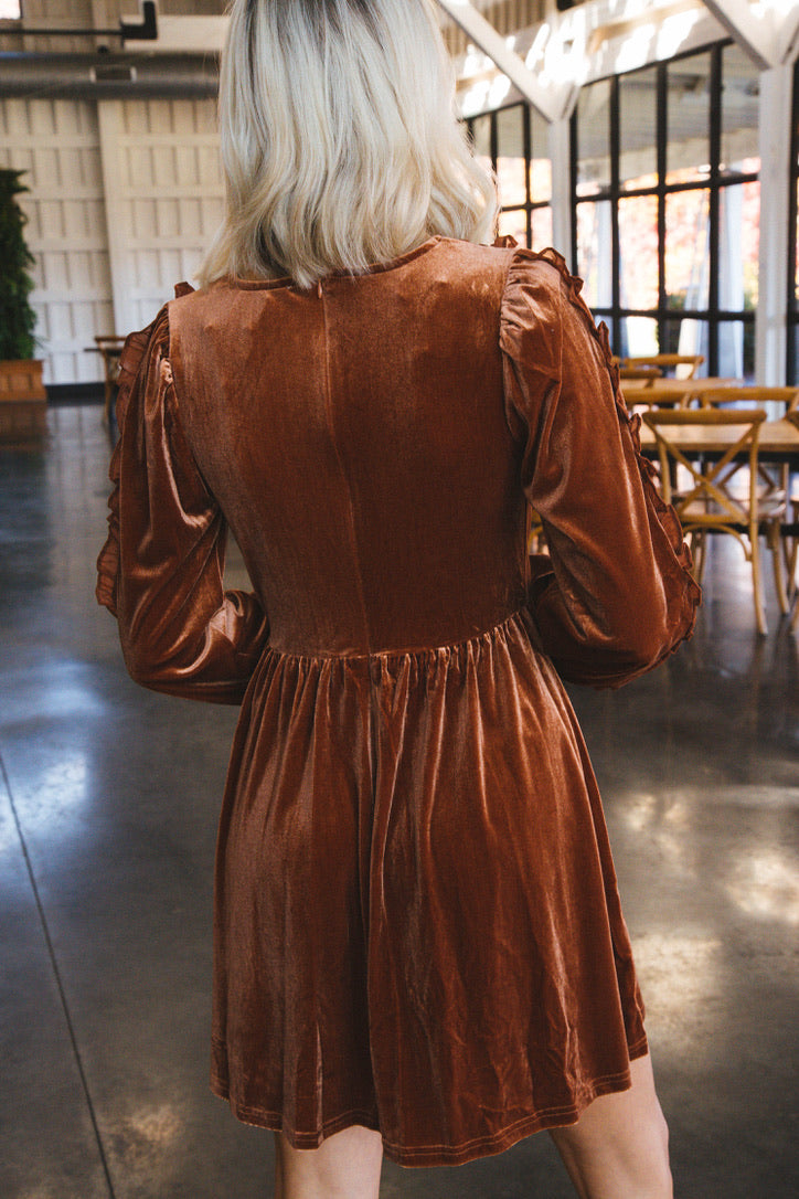 Ada Velvet Mini Dress, Marigold