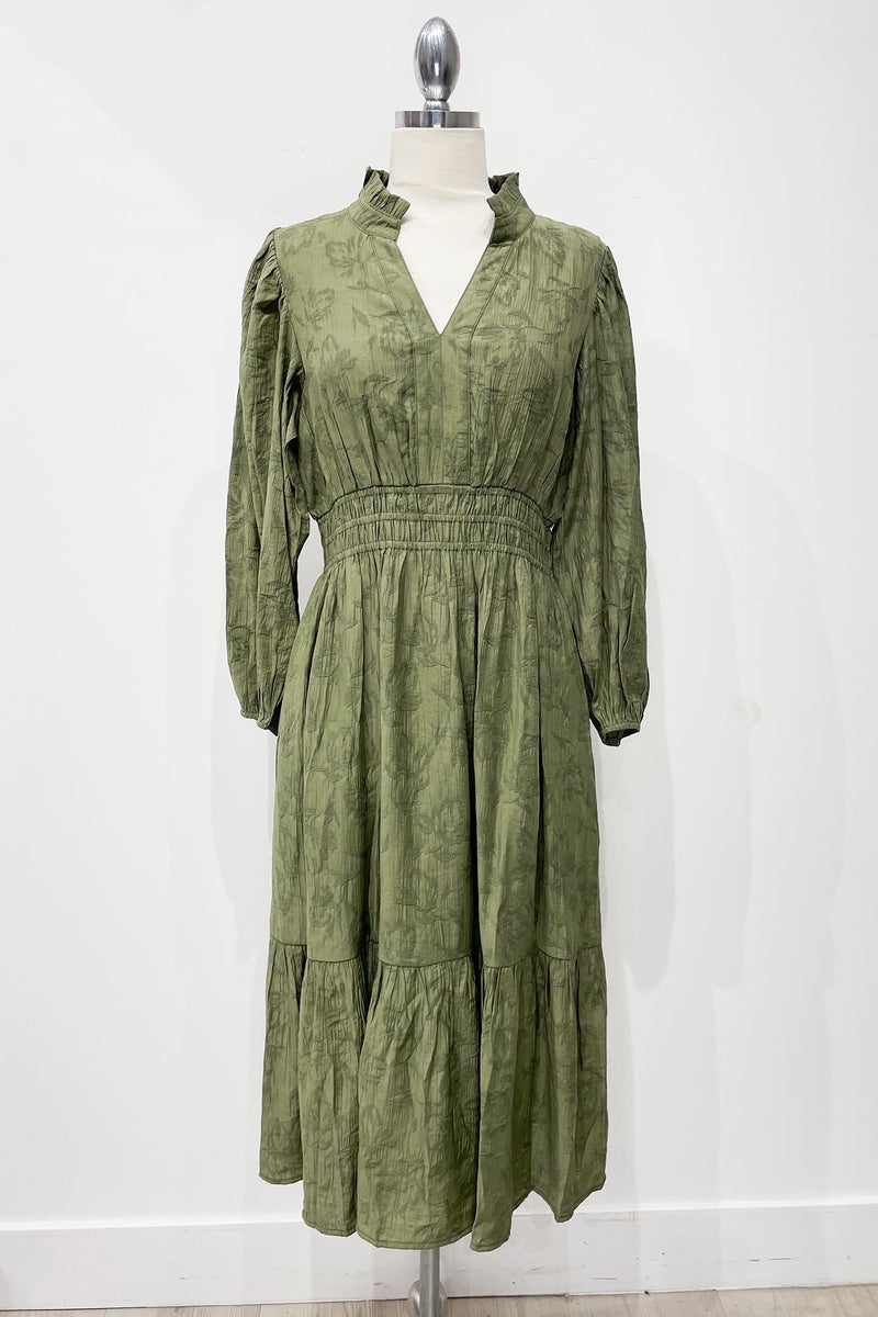 Grace Jacquard Midi Dress, Olive
