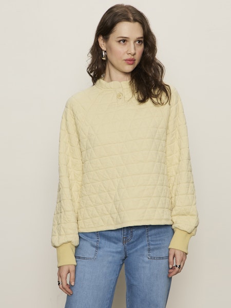 Jessie Quilted Button Popover Top, Buttercream | Sanctuary