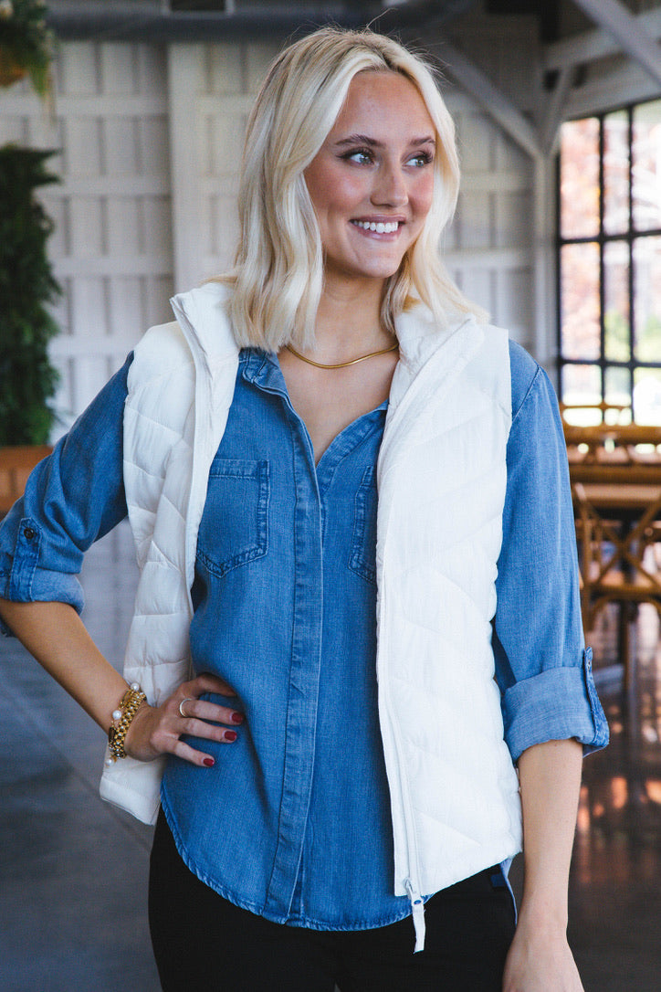 Azaria Puffer Vest, Ivory