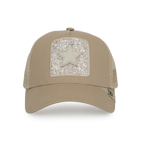 Glitter Patch Hat, Beige | Vintage Havana