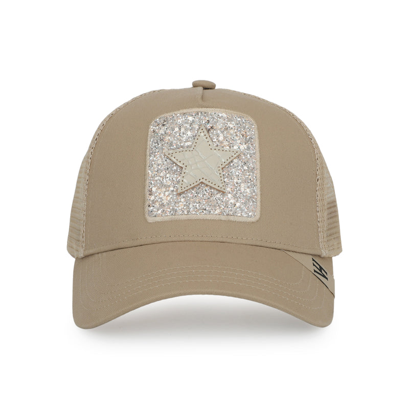 Glitter Patch Hat, Beige | Vintage Havana