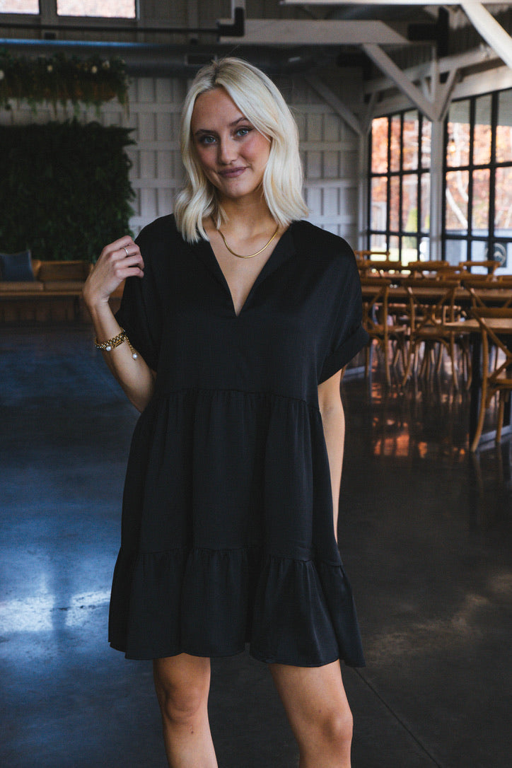 Serrano Tiered Dress, Black