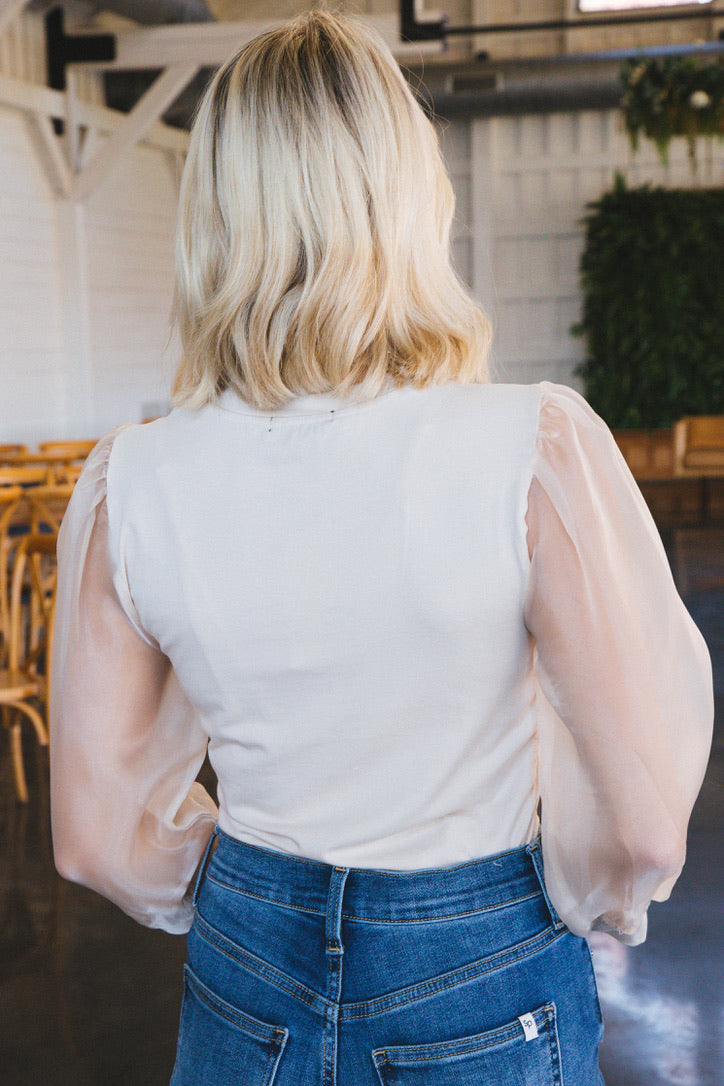 Lucky Me Mixed Media Top, Toasted Marshmallow | Sanctuary