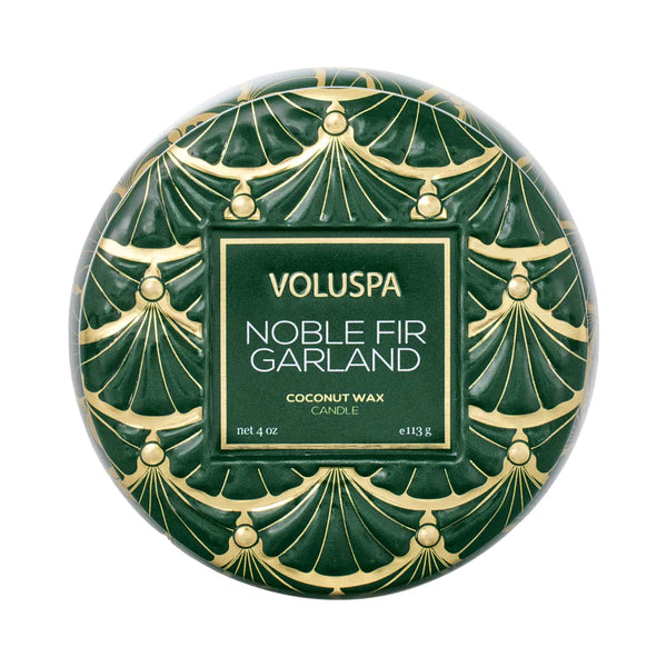 Mini Decorative Tin Candle, Noble Fir Garland | Voluspa