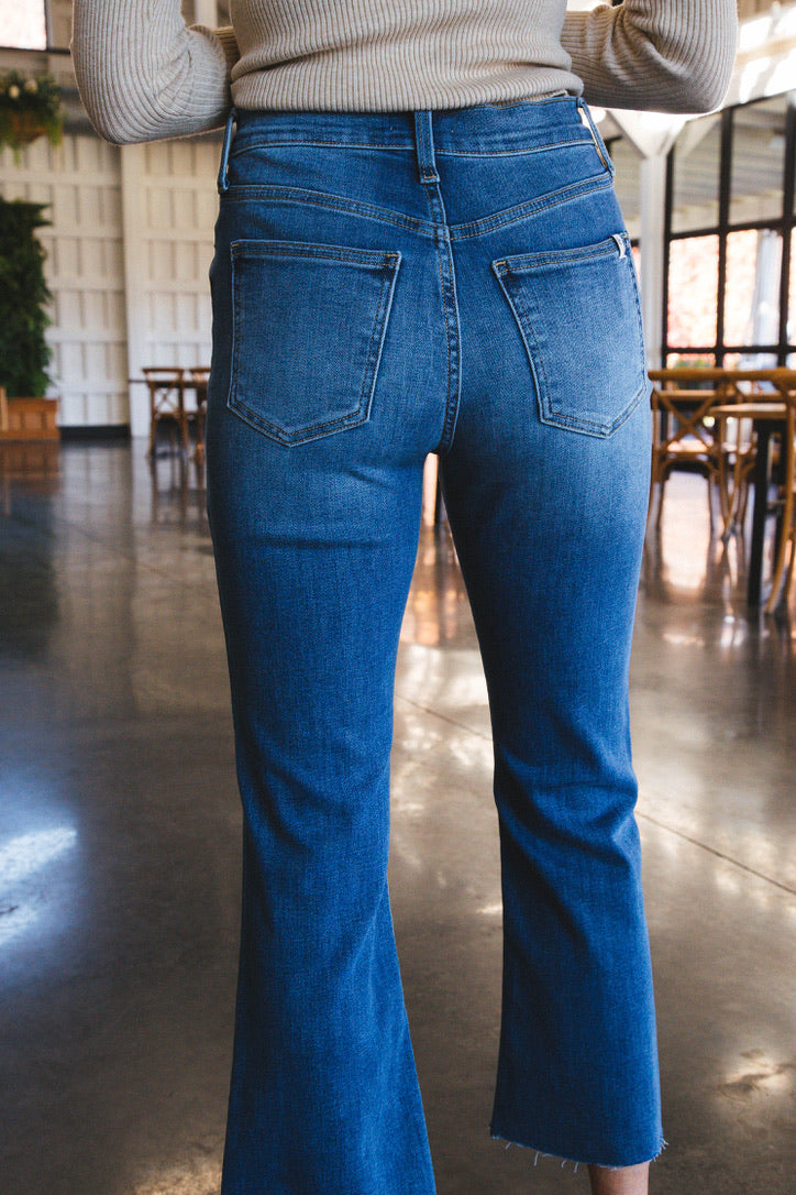 Cora High Rise Kick Flare Fit Jean, Medium Dark