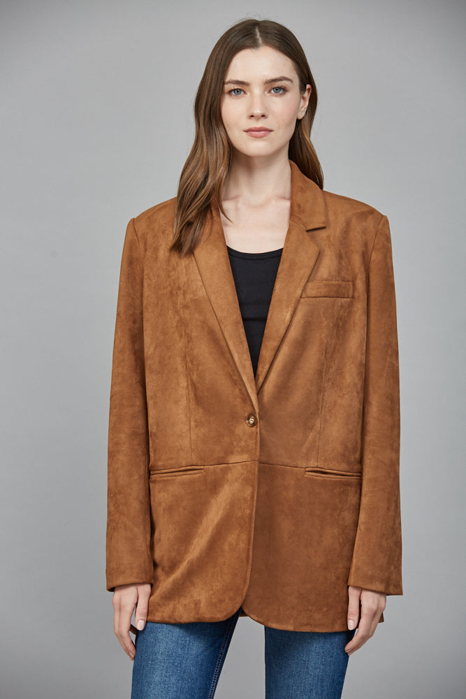 Miranda Faux Suede Blazer, Cognac