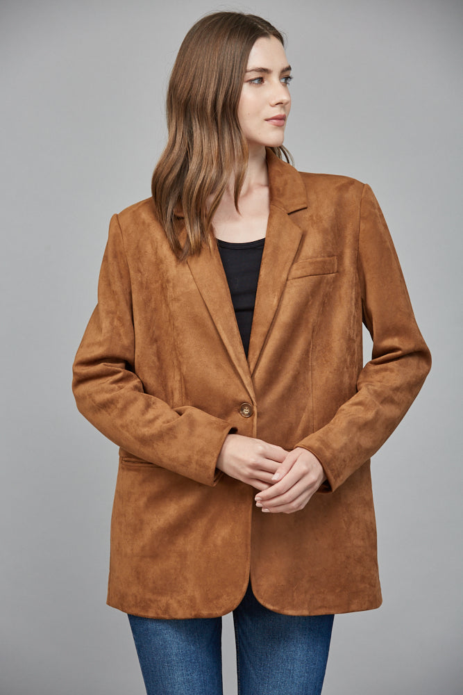 Miranda Faux Suede Blazer, Cognac
