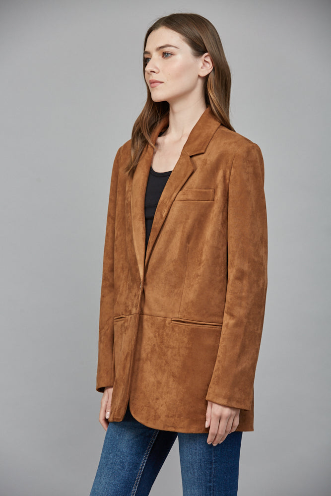 Miranda Faux Suede Blazer, Cognac