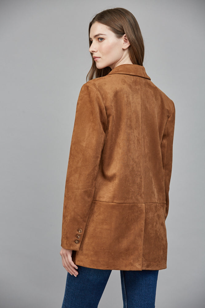 Miranda Faux Suede Blazer, Cognac