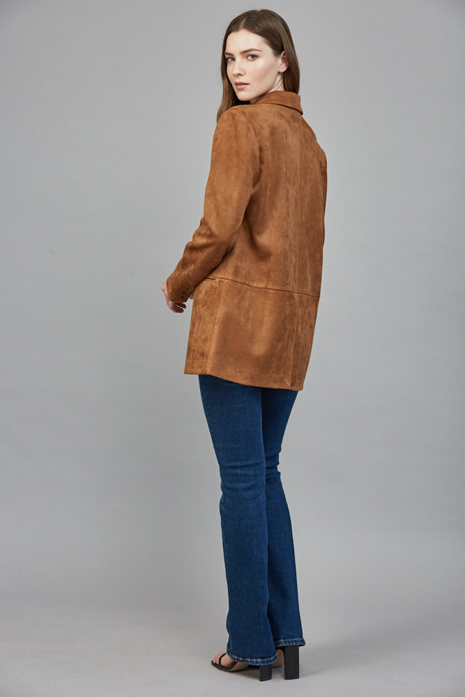 Miranda Faux Suede Blazer, Cognac