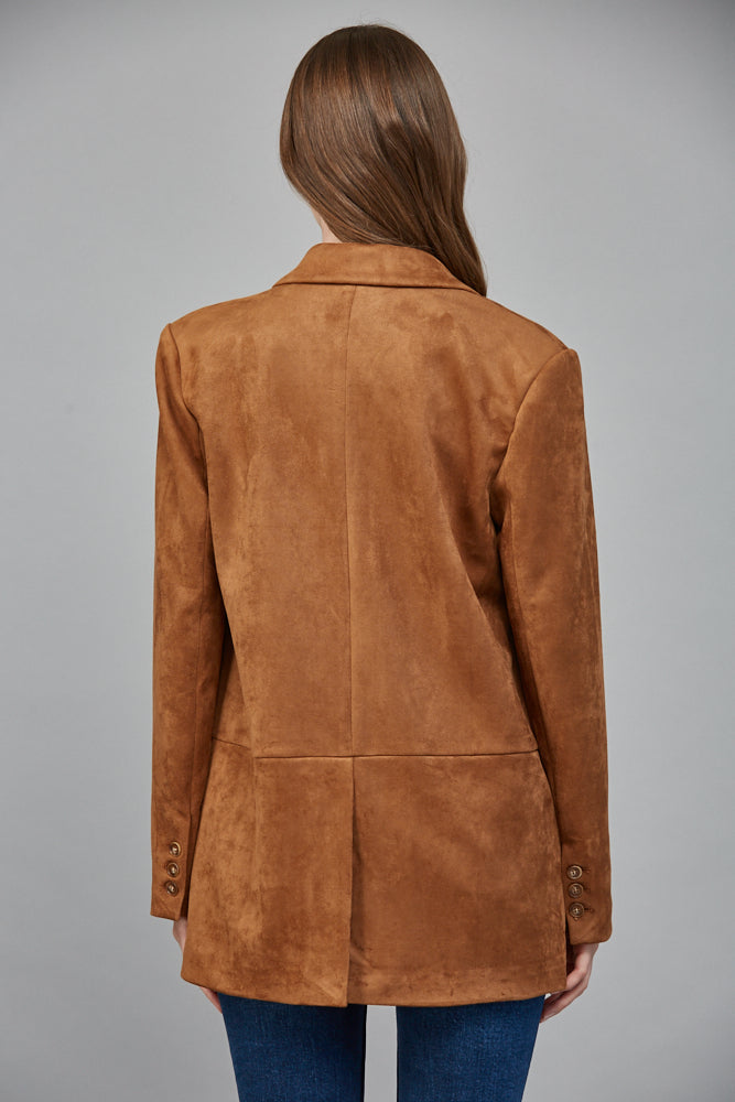 Miranda Faux Suede Blazer, Cognac