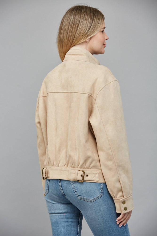 Eloise Faux Suede Jacket, Beige