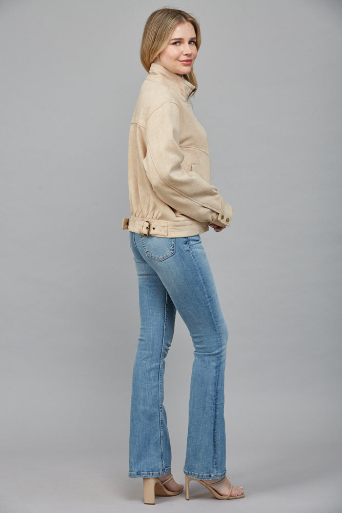 Eloise Faux Suede Jacket, Beige