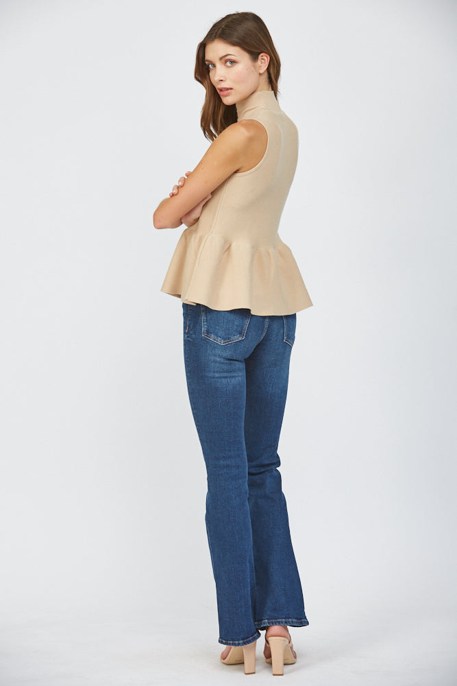 Emmaline Peplum Sweater Tank, Latte