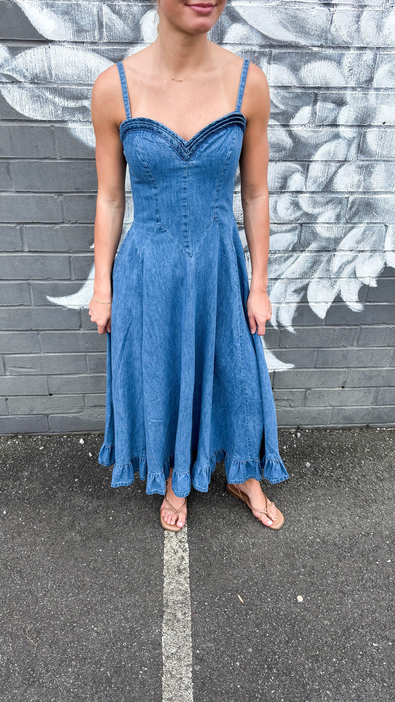 Free People Women's Another Season Midi Dress - Blue - Size M