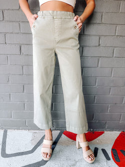 Stretch Twill Crop Pant, Olive Oil | Spanx