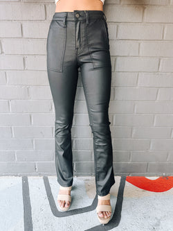 Birdy Faux Leather Flare Pants, Black | Sanctuary