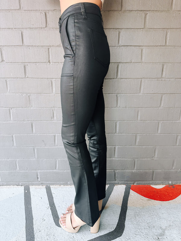 Birdy Faux Leather Flare Pants, Black | Sanctuary