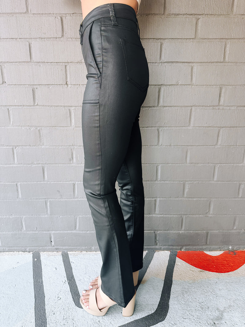 Birdy Faux Leather Flare Pants, Black | Sanctuary