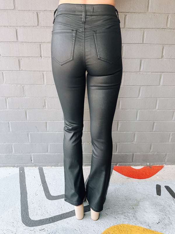 Birdy Faux Leather Flare Pants, Black | Sanctuary