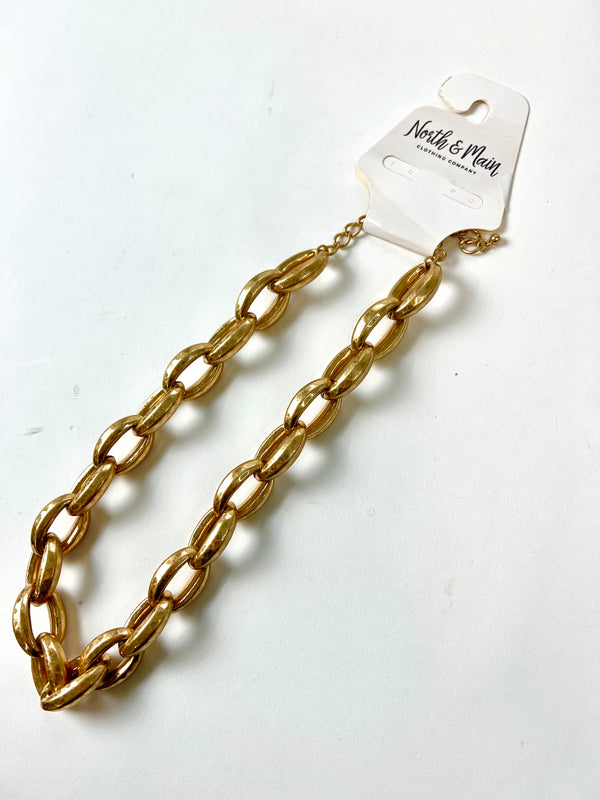 Isla Vintage Chunky Chain Necklace, Gold