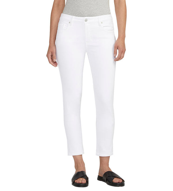 Cassie Mid Rise Crop Jeans, White | JAG