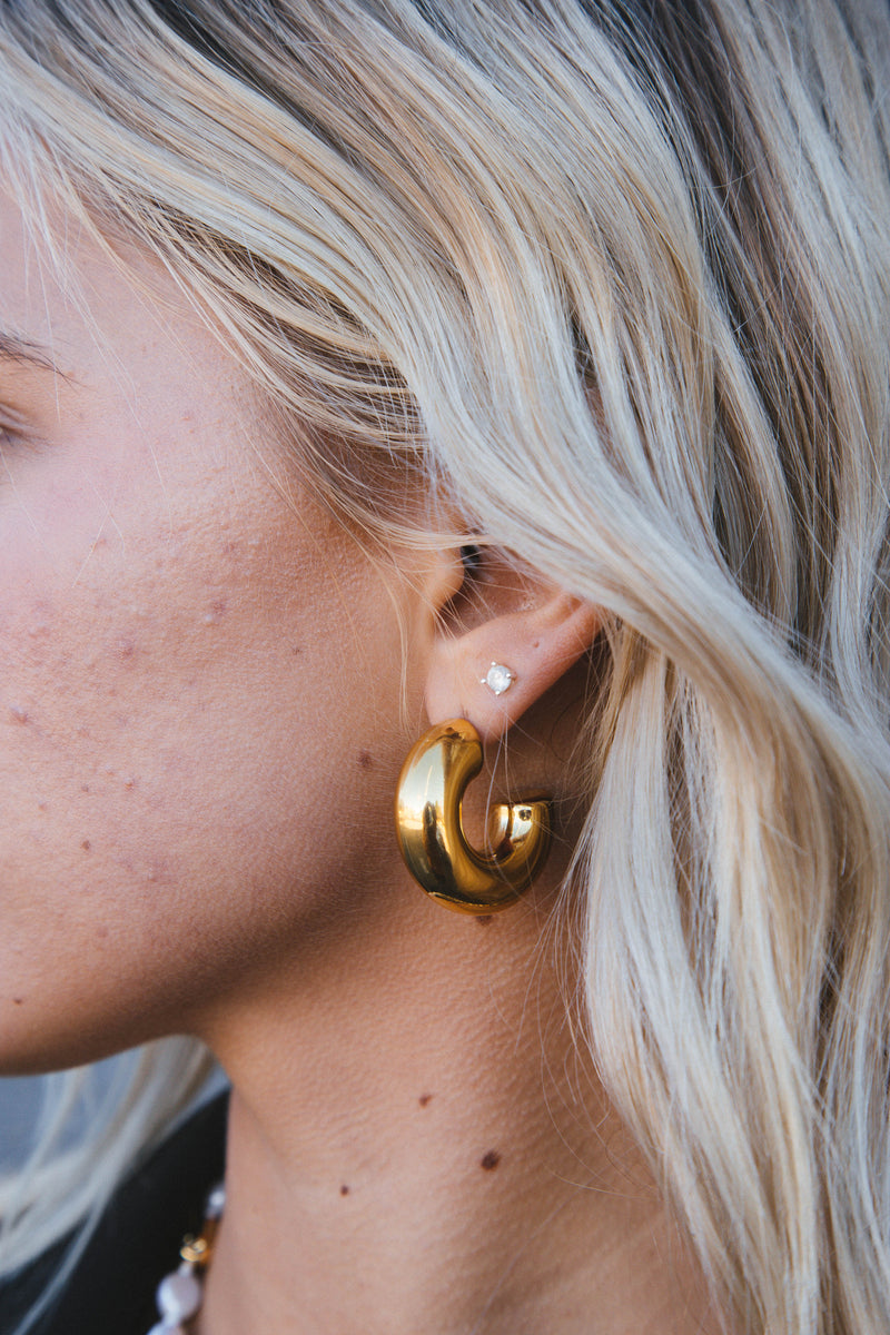JoJo Chunky Tube Hoop Earring, Gold | Sahira Jewelry