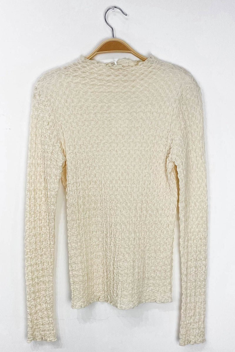 Hope Textured Crinkle Knit Top, Cream