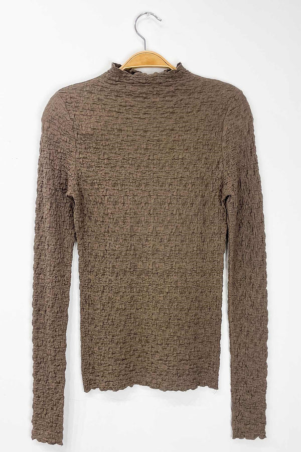Hope Textured Crinkle Knit Top, Mushroom