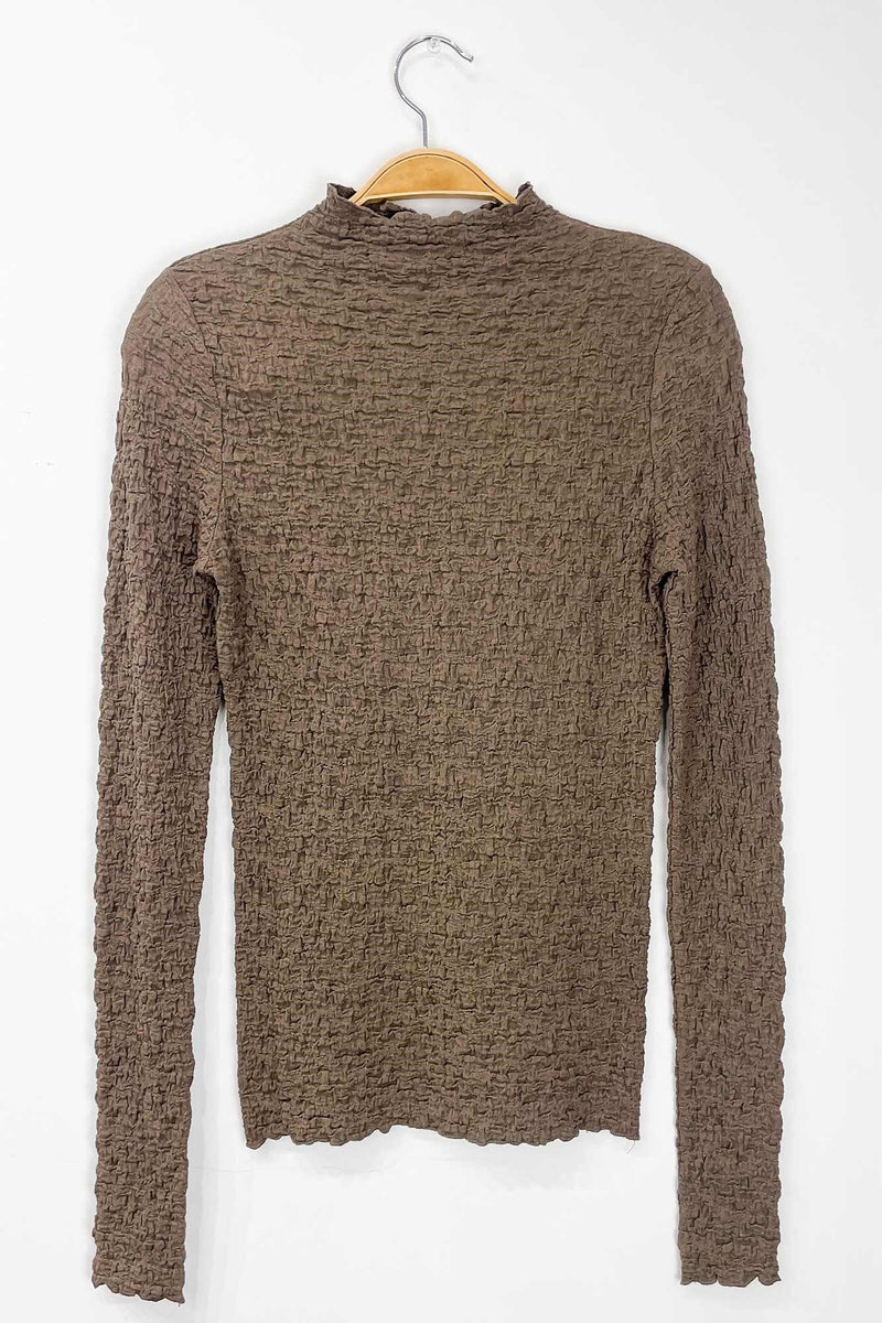 Hope Textured Crinkle Knit Top, Mushroom