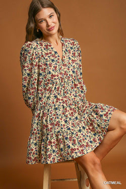 Blakely Floral Corduroy Dress, Oatmeal