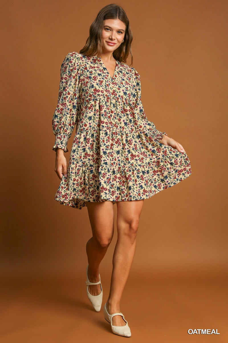 Blakely Floral Corduroy Dress, Oatmeal