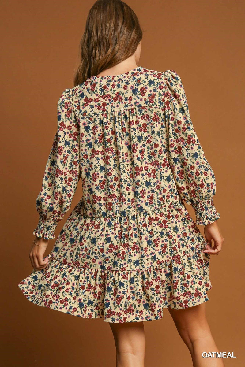 Blakely Floral Corduroy Dress, Oatmeal