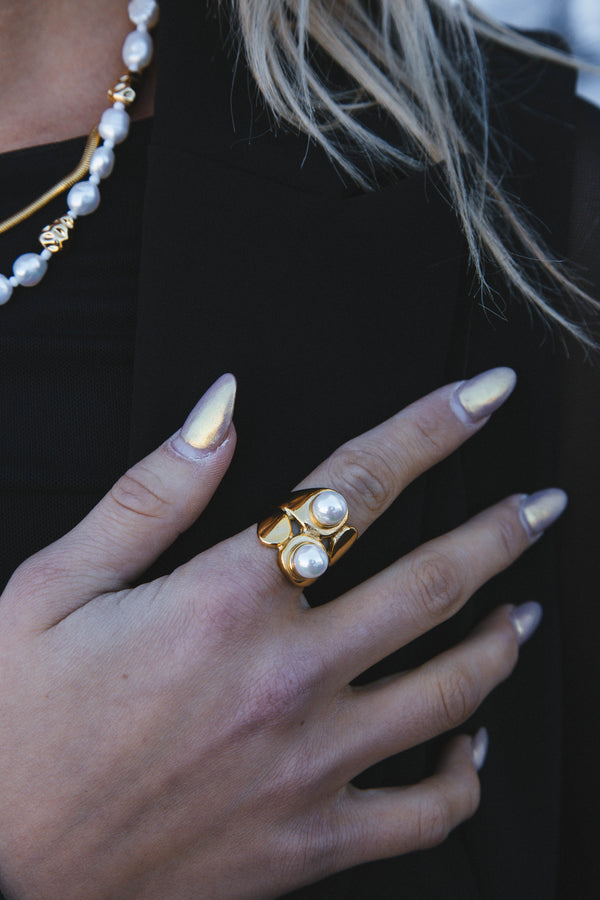 Oceanside Pearl Ring, Gold | BRACHA