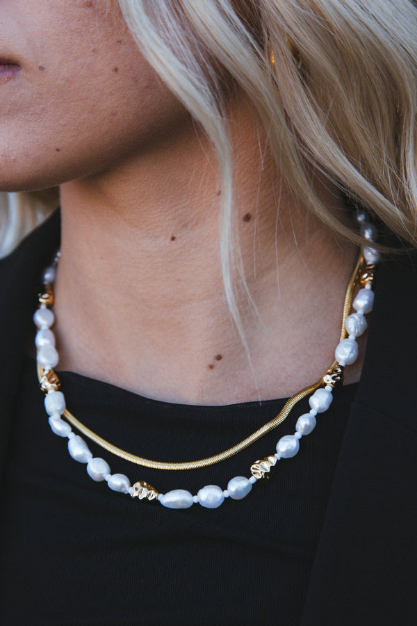Posh Island Pearl & Gold Necklace, Gold | BRACHA