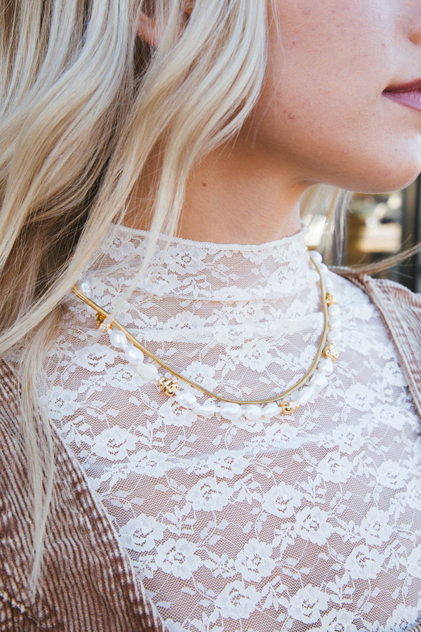 Posh Island Pearl & Gold Necklace, Gold | BRACHA
