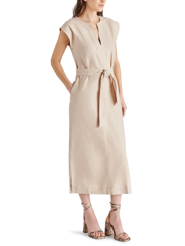 Aeris Cotton Midi Dress, Natural | Steve Madden