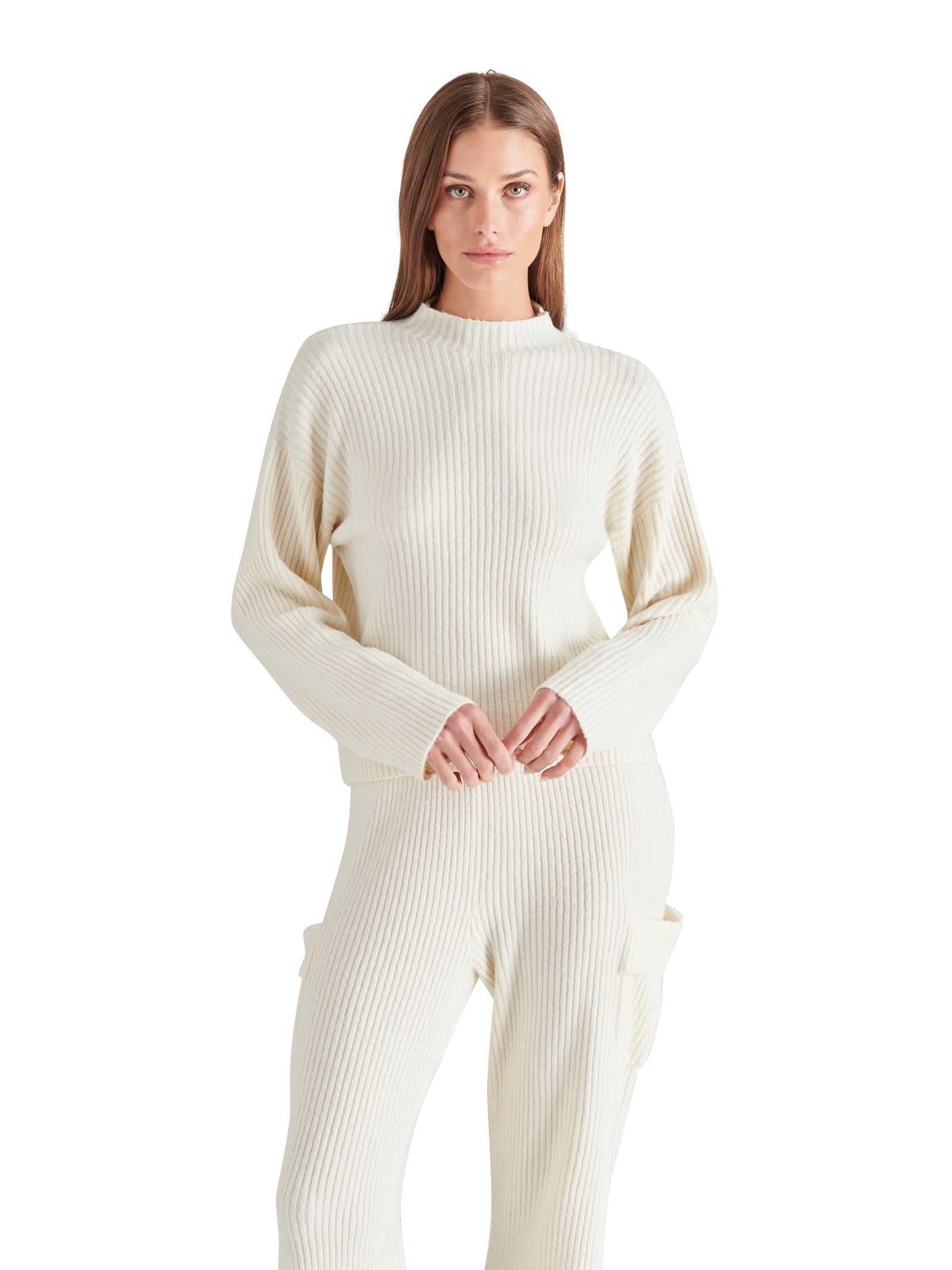 売れ筋商品|||スティーブ マデン ニット&セーター アウター レディース Women's Willa Ribbed Mock Neck Sweater Whisper White Willa Mock Neck Sweater, Whisper White | Steve Madden