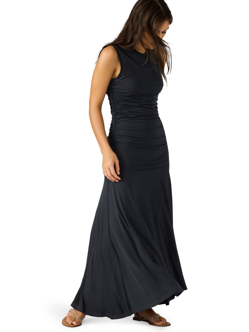 Jace Ruched Side Maxi Dress, Faded Black | Steve Madden