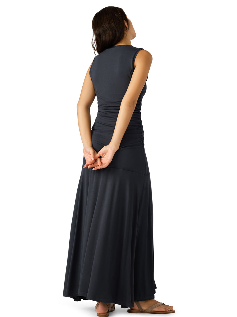 Jace Ruched Side Maxi Dress, Faded Black | Steve Madden