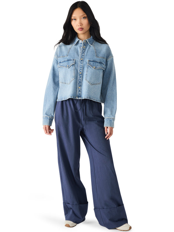 Rafi Denim Top, Forever Blue | Steve Madden