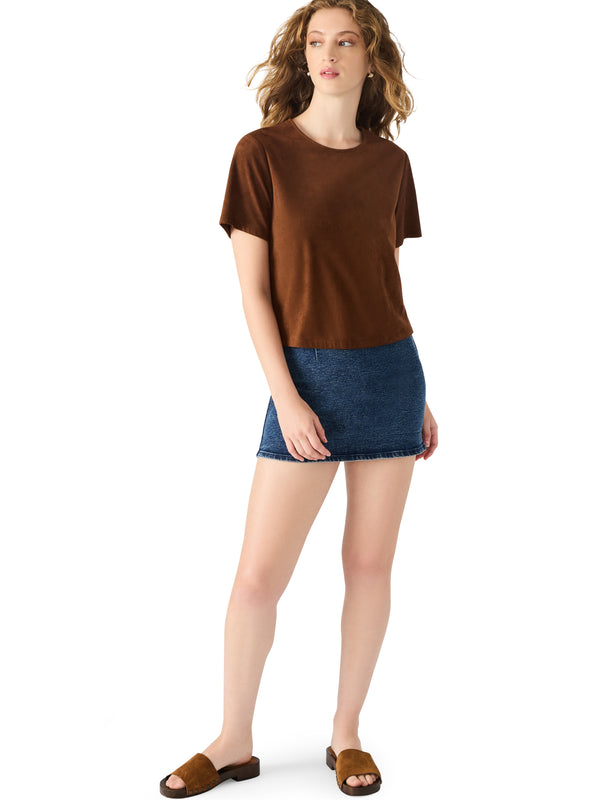 Ezra Faux Suede Top, Chicory Coffee | Steve Madden
