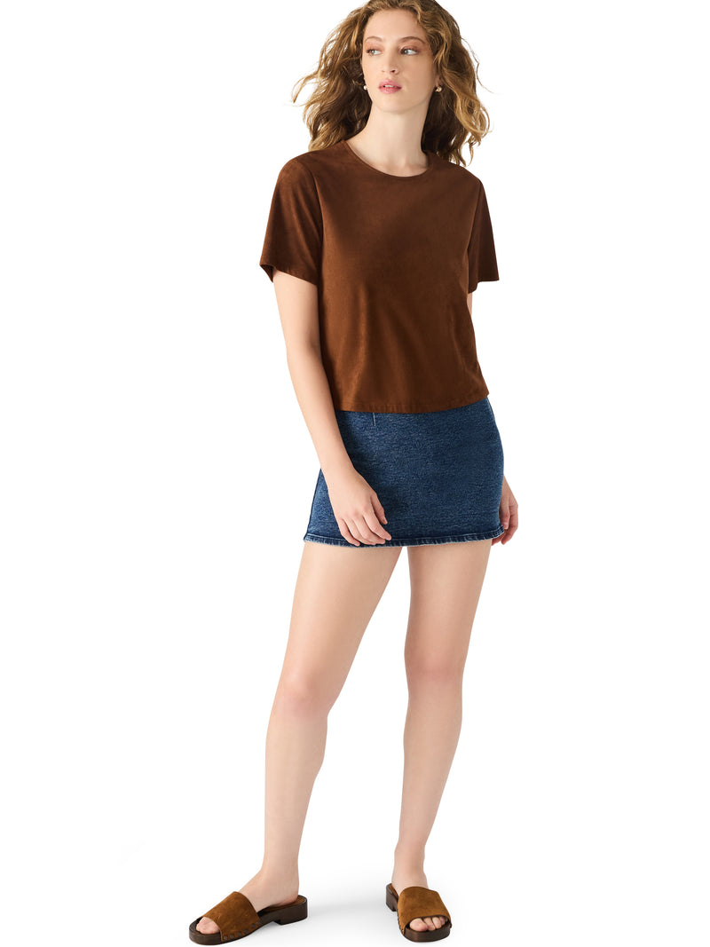 Ezra Faux Suede Top, Chicory Coffee | Steve Madden