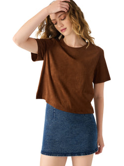 Ezra Faux Suede Top, Chicory Coffee | Steve Madden