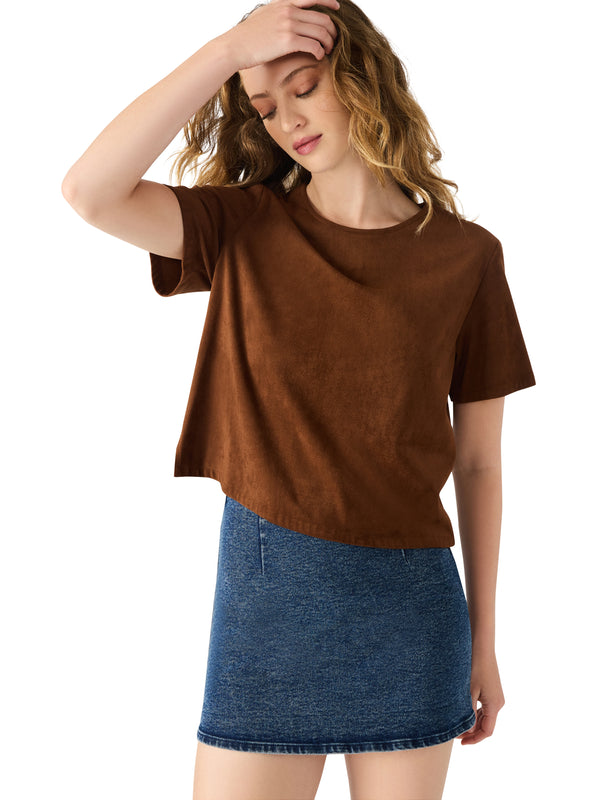 Ezra Faux Suede Top, Chicory Coffee | Steve Madden