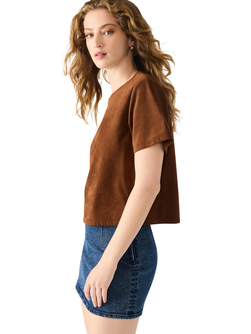 Ezra Faux Suede Top, Chicory Coffee | Steve Madden