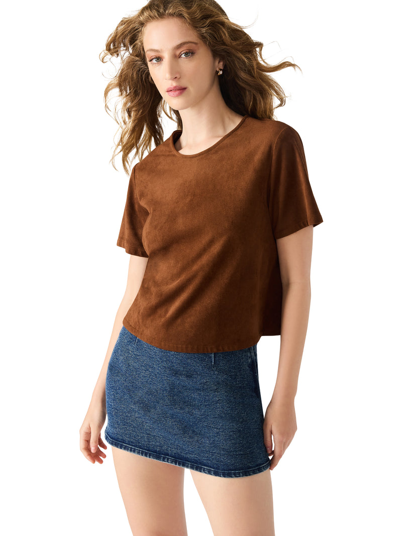 Ezra Faux Suede Top, Chicory Coffee | Steve Madden